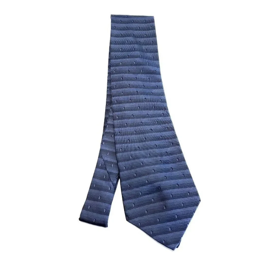DKNY Blue Gray Silk Tie Woven‎ Wide Dots